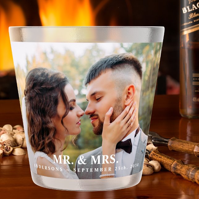 Mr & Mrs Bride Groom Photo Name Date Wedding Shot Glass (Creator Uploaded)