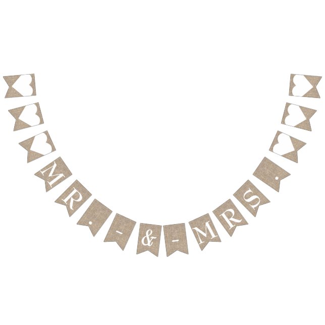 Mr. & Mrs. Burlap Wedding Bridal Shower Engagement Bunting (All)