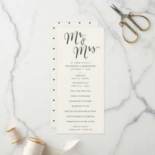 Mr & Mrs Calligraphy Script Classic Chic Wedding Programme