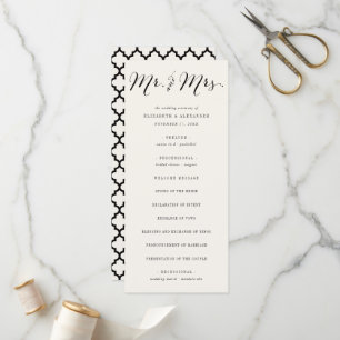 Mr & Mrs Calligraphy Script Geometric Chic Wedding Programme
