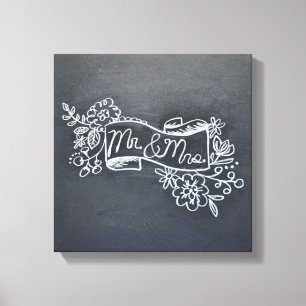 mr & mrs chalkboard art canvas print