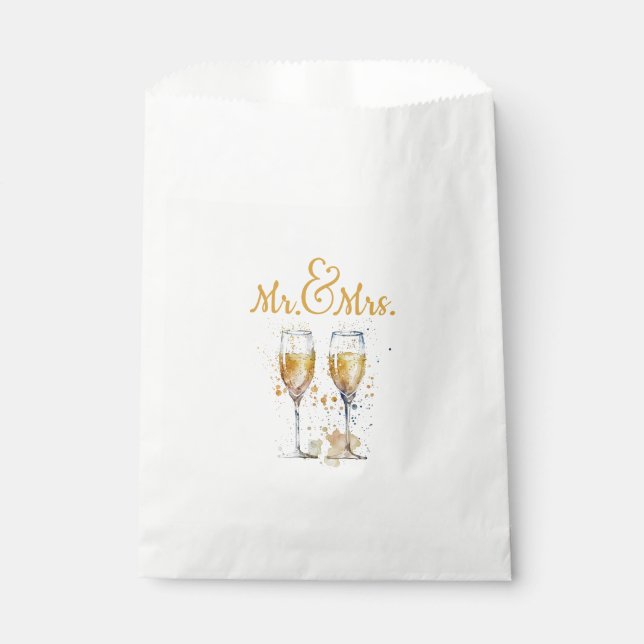 Mr. & Mrs. Champagne Celebration Favour Bags (Front)