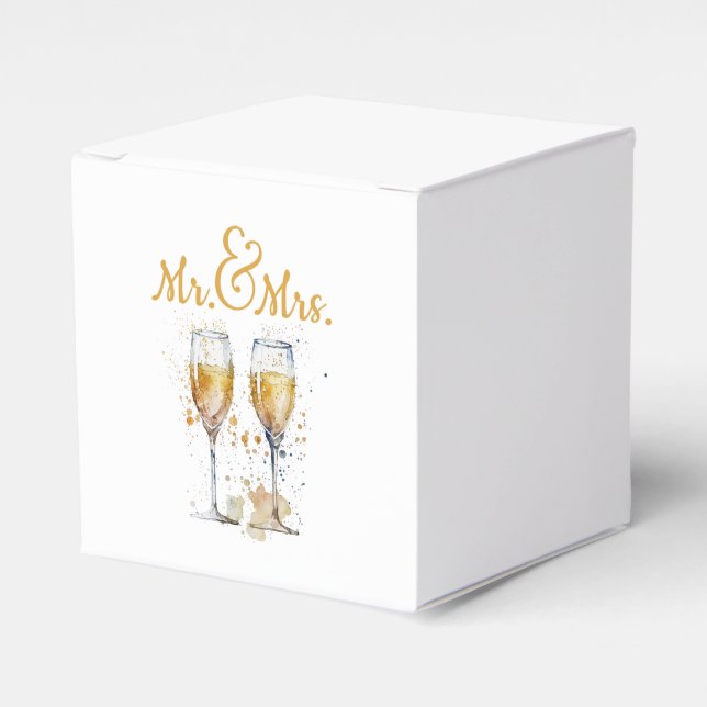 Mr. Mrs. Champagne Celebration Favour Box (Front Side)