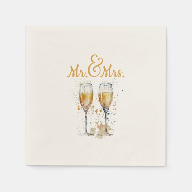 Mr. & Mrs. Champagne Celebration Napkin (Front)