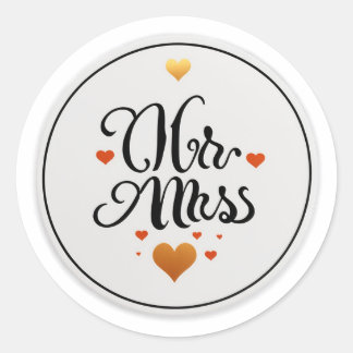 Mr. & Mrs. Classic Round Sticker