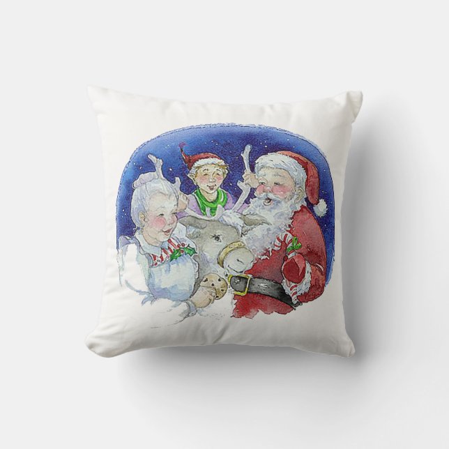 Mr. & Mrs. Claus Throw Pillow (Front)