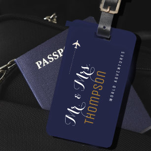 Mr. & Mrs. couple world travel adventures Luggage Tag