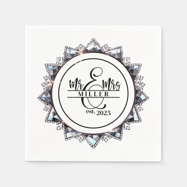 Mr. & Mrs. Custom Name  Napkins (Front)