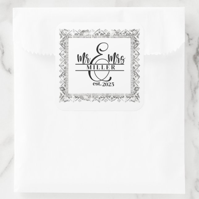 Mr. & Mrs. Custom Name Sticker (Bag)