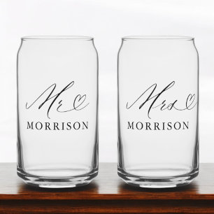 Mr & Mrs Custom Photo Modern Can Glass