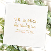 Mr & Mrs Custom Photo Modern Gold Elegant Wedding