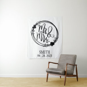 Mr & Mrs Custom Wedding Backdrop  Tapestry