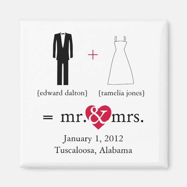 Mr & Mrs Do the Math Save the Date Magnet (Front)