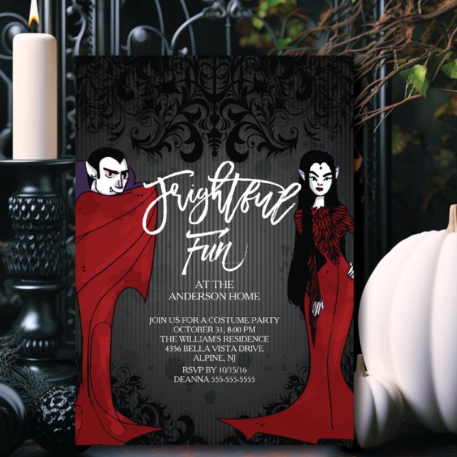 Mr & Mrs Dracula Costume Halloween Party Invitation (Creator Uploaded)