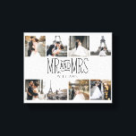 Mr. & Mrs. Eight Photo Hand Lettered Monogram Canvas Print<br><div class="desc">This is the perfect design for the newlyweds,  add memorable photos,  and easily change the name.</div>