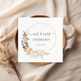 " Mr. & Mrs.! "Elegant Eucalyptus, Boho, Flower Napkin