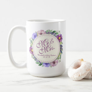 Mr. & Mrs. Elegant Floral Wedding Classic Mug