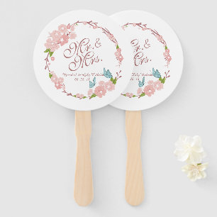 Mr. & Mrs. Elegant Floral Wedding   Hand Fan