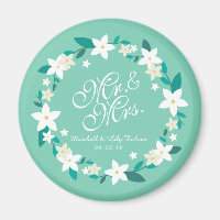 Mr. & Mrs. Elegant Floral Wedding | Magnet