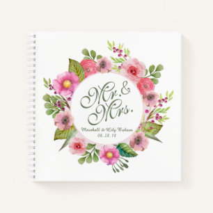Mr. & Mrs. Elegant Floral Wedding Notebook