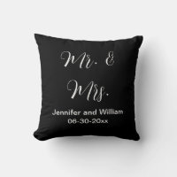 Mr & Mrs Elegant Script Black White Names Wedding
