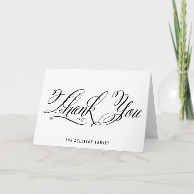 Mr. & Mrs. Elegant Script | Thank You Card (Front)