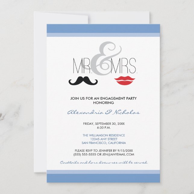 Mr. & Mrs. Engagement Party Invitation (lilac) (Front)