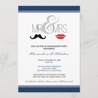 Mr. & Mrs. Engagement Party Invitation (navy)