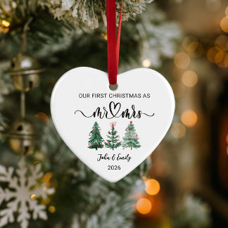 Mr & Mrs First Christmas Ceramic Ornament