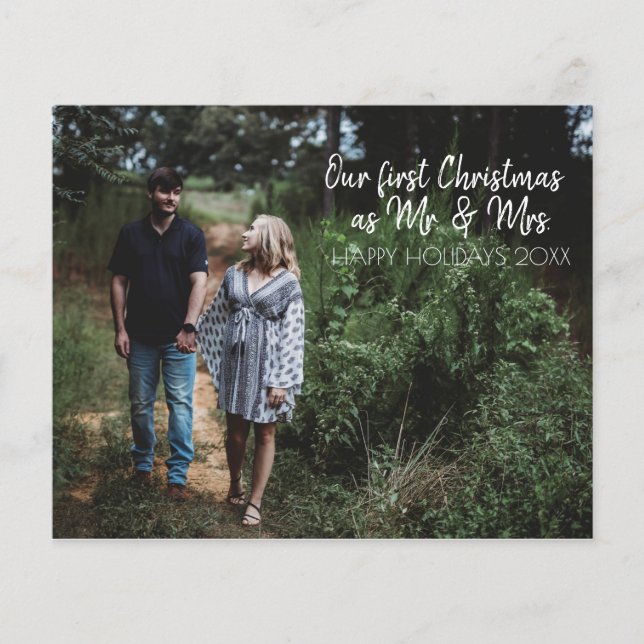 Mr. & Mrs. First Christmas Holiday Card (Front)