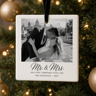 Mr. & Mrs. First Christmas Together Wedding Ceramic Ornament