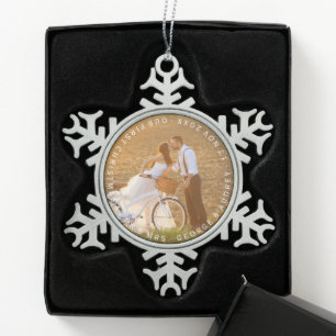 Mr & Mrs First Christmas Wedding Photo Ornament