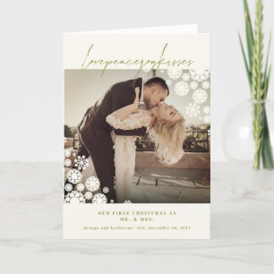 Mr & Mrs First Christmas Wedding Snowflakes Card