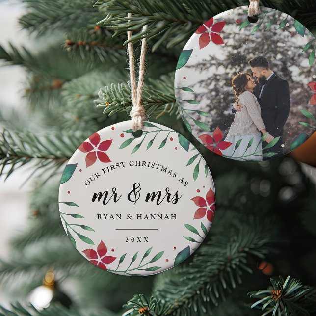 Mr. & Mrs. | First Married Christmas Photo Ceramic Tree Decoration (Creator Uploaded)
