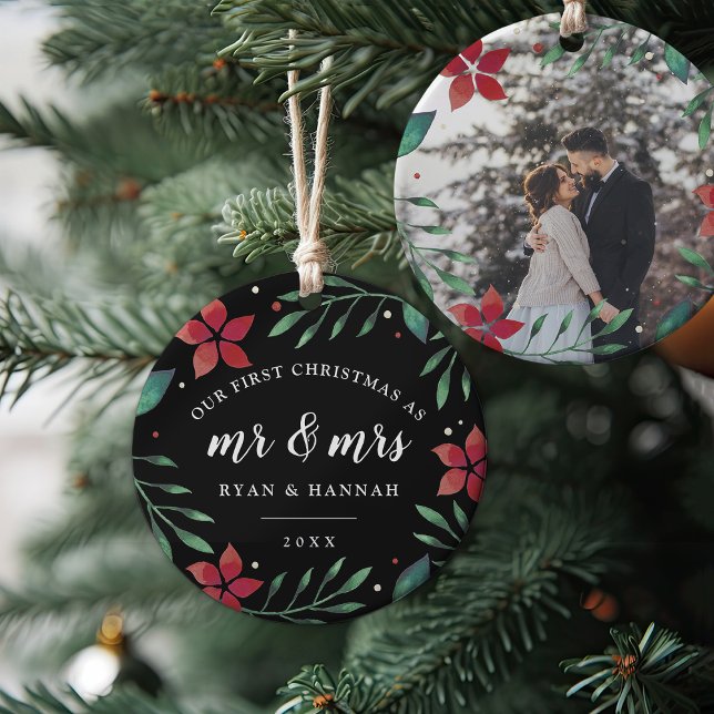 Mr. & Mrs. | First Married Christmas Photo Ceramic Tree Decoration (Creator Uploaded)