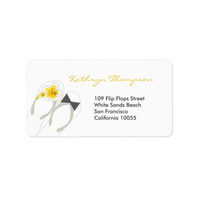 Mr & Mrs Flip Flops Beach Wedding Address Labels (Front)