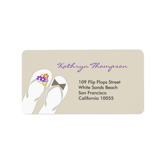 Mr & Mrs Flip Flops Beach Wedding Address Labels (Front)