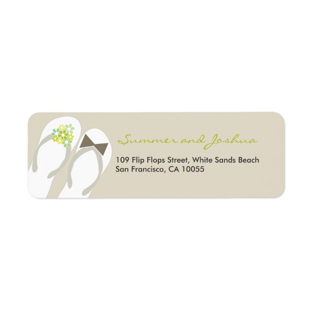 Mr & Mrs Flip Flops Beach Wedding Address Labels (Front)