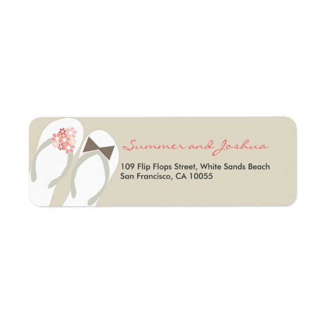 Mr & Mrs Flip Flops Beach Wedding Address Labels (Front)