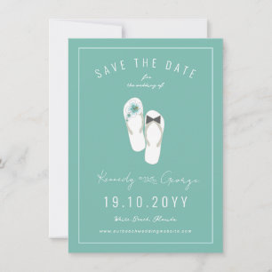 Mr & Mrs Flip Flops Hibiscus Beach Wedding Photo Save The Date