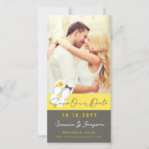 Mr & Mrs Flip Flops Hibiscus Beach Wedding Photo Save The Date