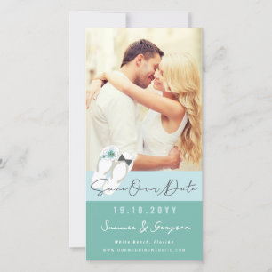 Mr & Mrs Flip Flops Hibiscus Beach Wedding Photo Save The Date
