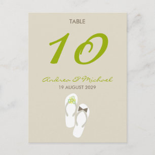 Mr & Mrs Flip Flops Wedding Table Number Card