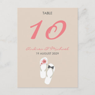 Mr & Mrs Flip Flops Wedding Table Number Card