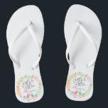 Mr. & Mrs. Floral w/ Birds Wedding Flip Flops<br><div class="desc">For further customisation,  please click the "Customise" button and use our design tool to modify this template. If the options are available,  you may change text and image by simply clicking on "Edit/Remove Text or Image Here" and add your own. Designed by Freepik.</div>