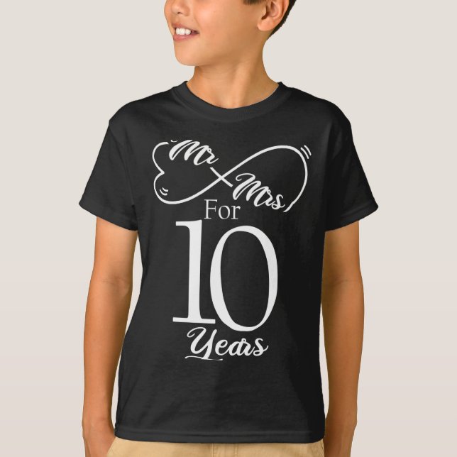 Mr Mrs For 10 Years 1st Wedding Anniversary  T-Shirt (Front)