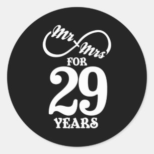 Mr Mrs For 29 Years 29th Wedding Anniversary  Classic Round Sticker