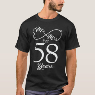 Mr. & Mrs. For 58 Years 1st Wedding Anniversary T-Shirt