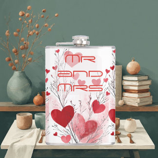 Mr & Mrs Forever Timeless Elegance Romantic Couple Hip Flask