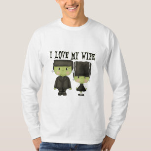 Mr. & Mrs. Franken Couple I love My Wife Halloween T-Shirt
